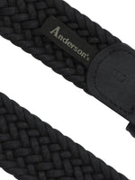 Anderson’s Waxed Leather-Trimmed Woven Belt Blue | C