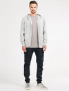 Cotton Blend Knitted Hooded Sweater Melange Grey