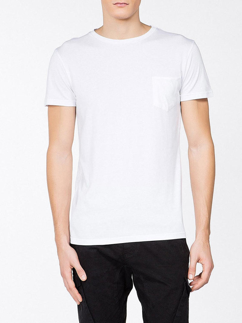 Crew Neck Modal-Blend Pocket T-shirt White | B