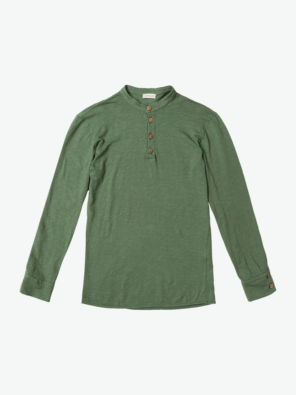 The Project Garments Henley Organic Cotton Slub Long Sleeve T-shirt Forest Green