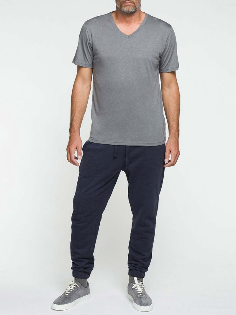 Organic Cotton V-neck T-shirt Asphalt Grey | D