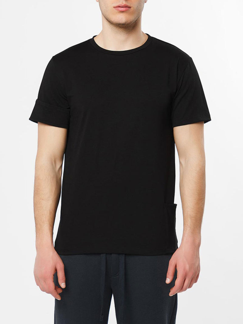 Roll Sleeve Crew Neck T-Shirt Black