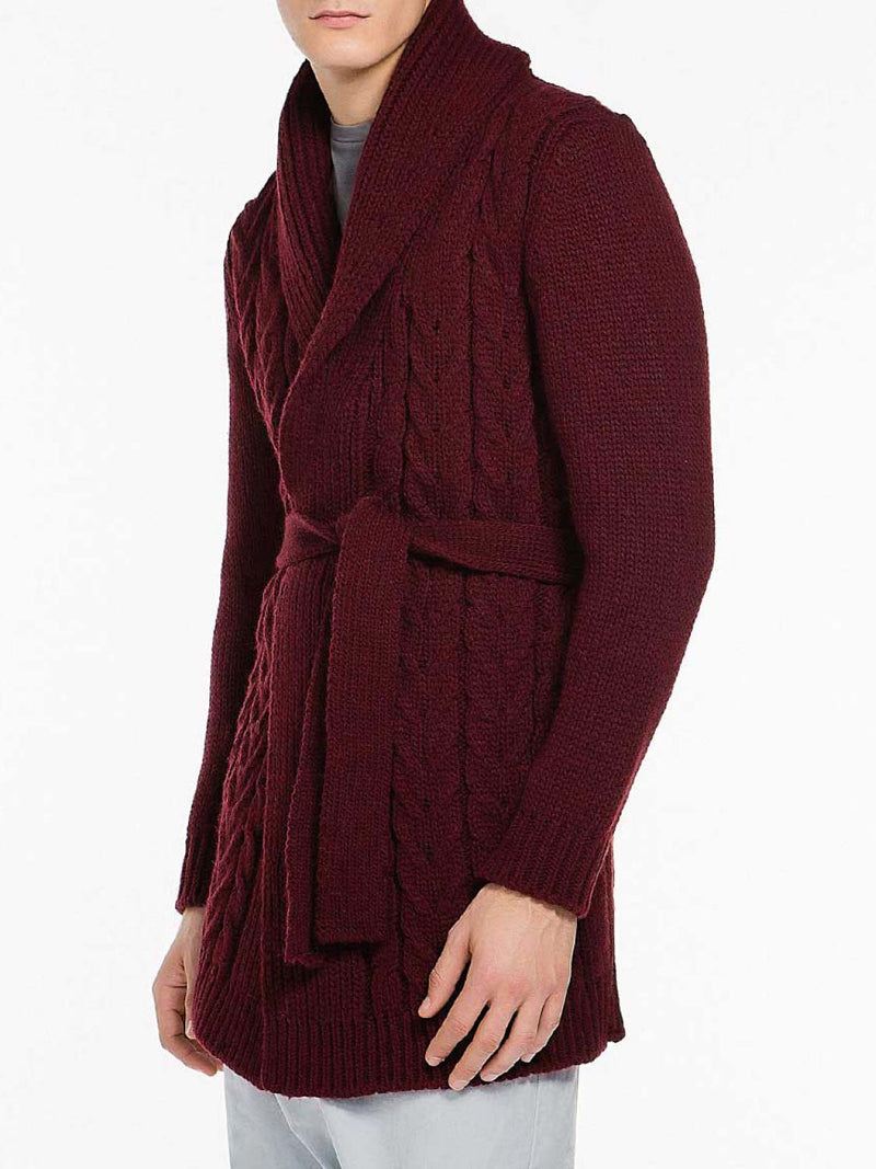 Shawl collar belted cardigan hotsell