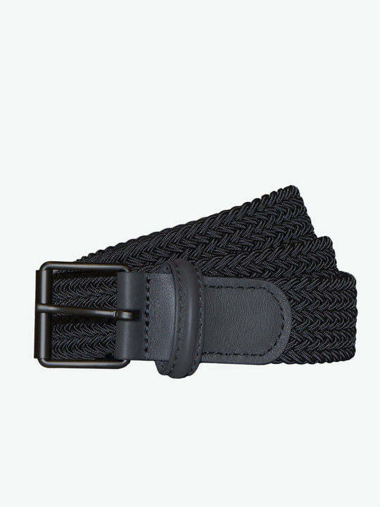 Anderson's Belt Leather-Trimmed Woven Slate Blue