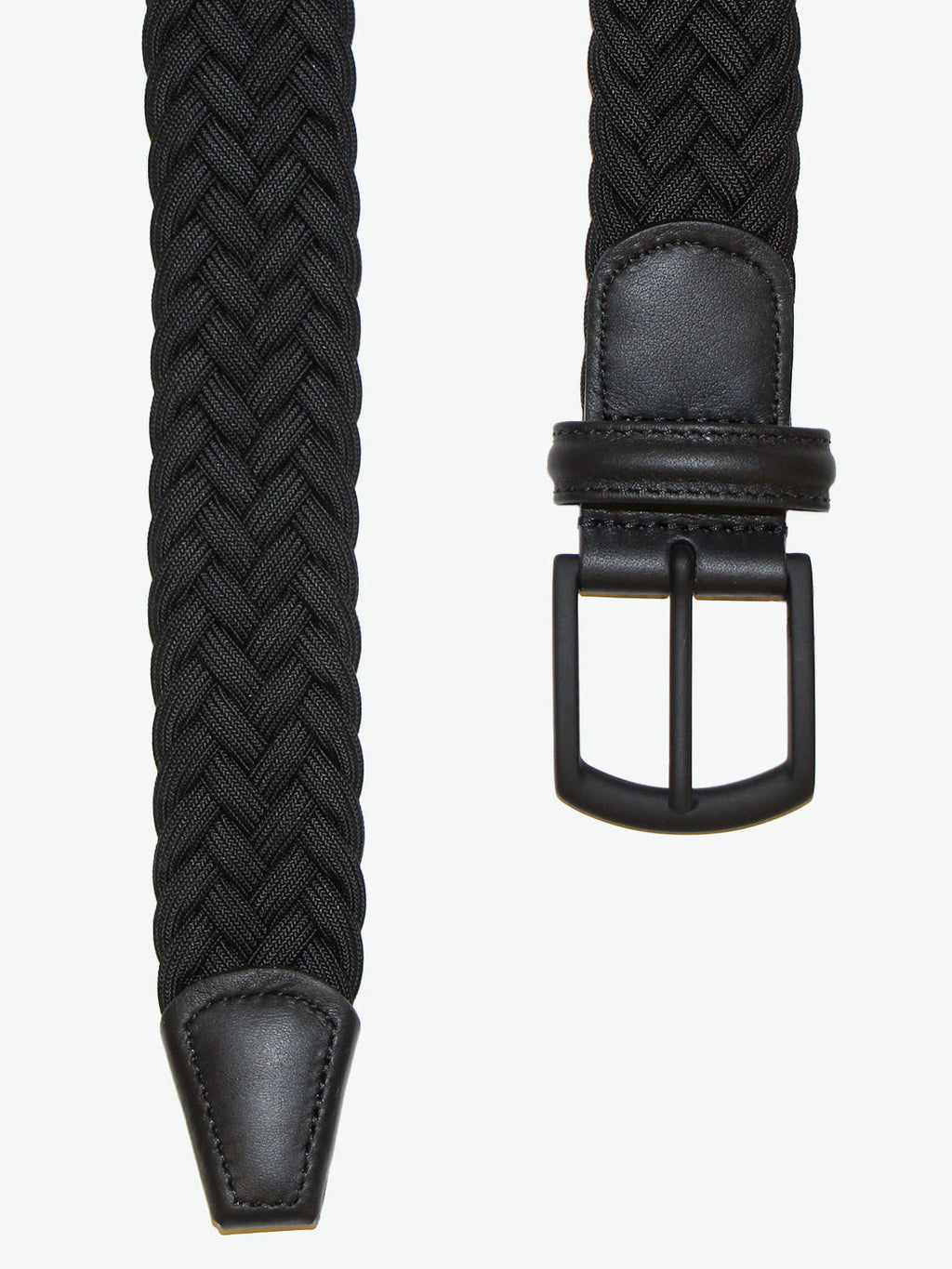 Anderson's Belt Leather-Trimmed Woven Gunmetal Black