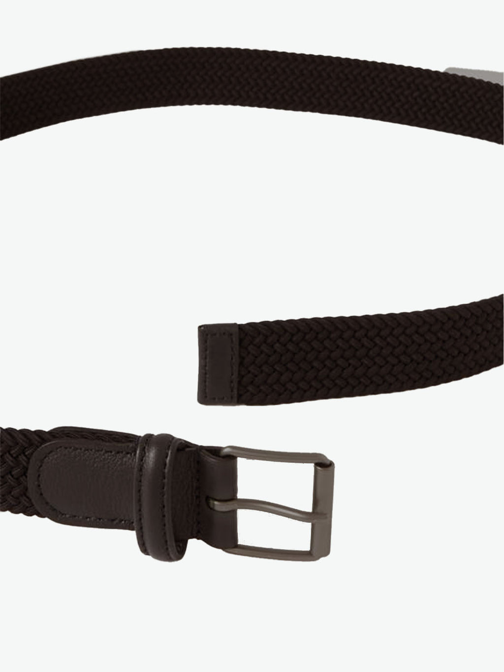 Anderson's Leather-Trimmed Woven Belt Dark Brown