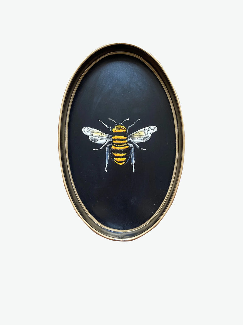 Les Ottomans Bumble Bee Hand-Painted Iron Tray