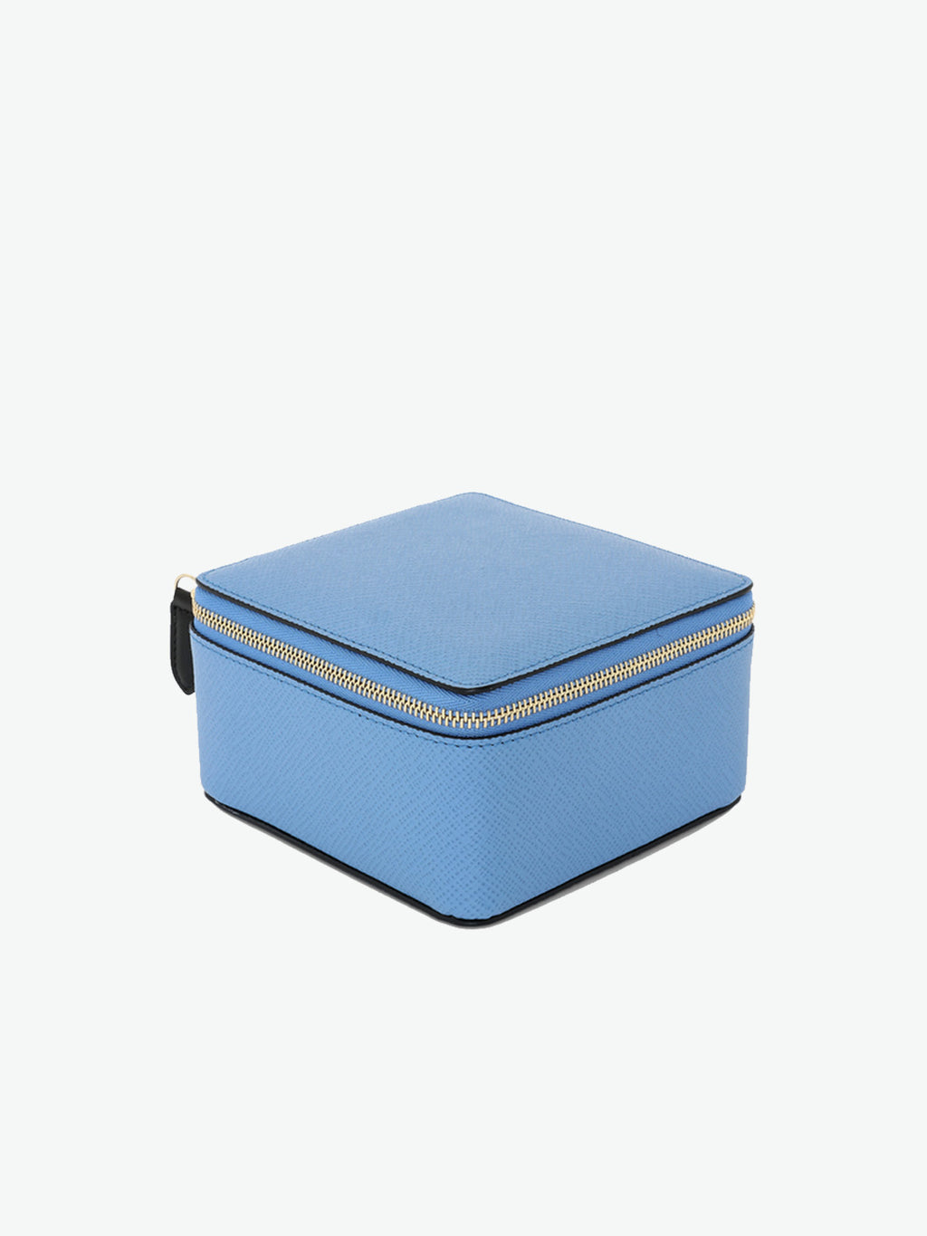 Smythson Large Square Trinket Case in Panama Nile Blue