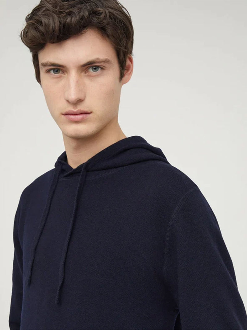 Aspesi Hooded Wool Sweatshirt in Blue