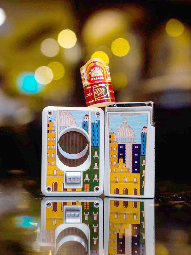 Elie Bleu J15 Casa Cubana Capitol White Pocket Lighter Lacquer