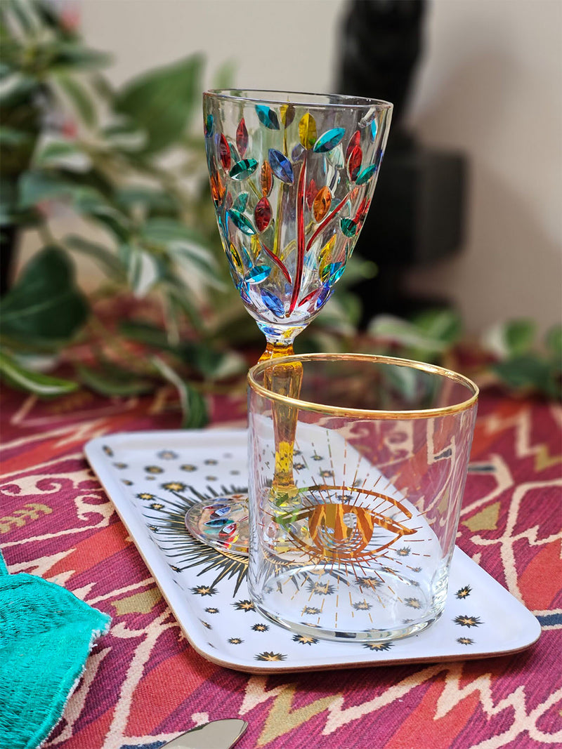 Les Ottomans Golden Eye Glass Ikat Glasses Set Of Four