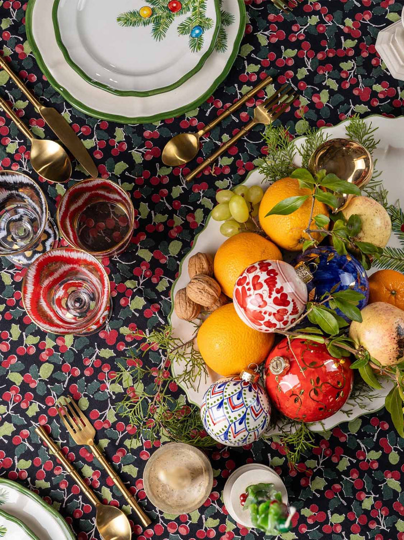 Les Ottomans Hand-Painted Christmas Bauble Red Small