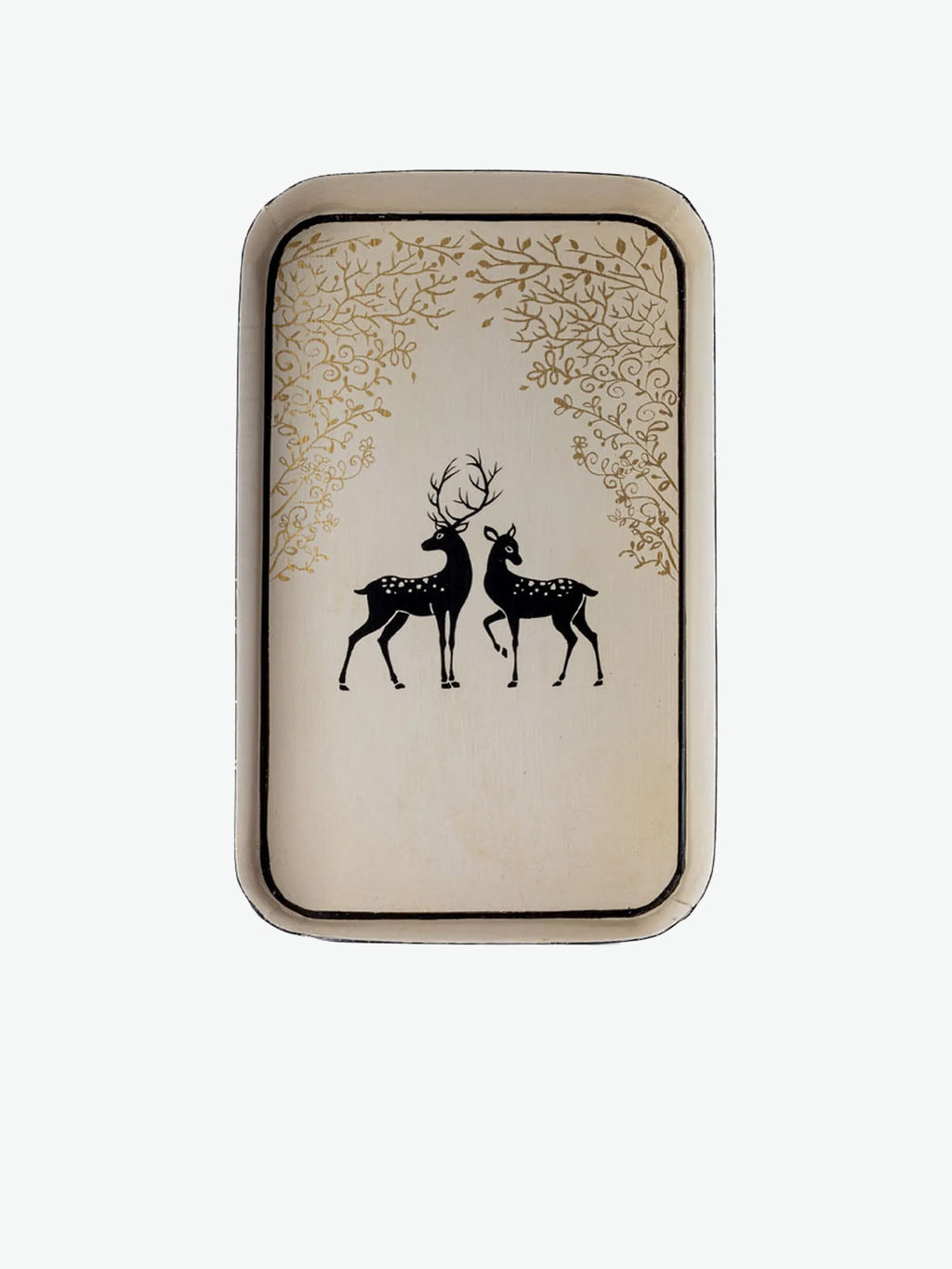 Les Ottomans Christmas Reindeer Hand-Painted Iron Tray