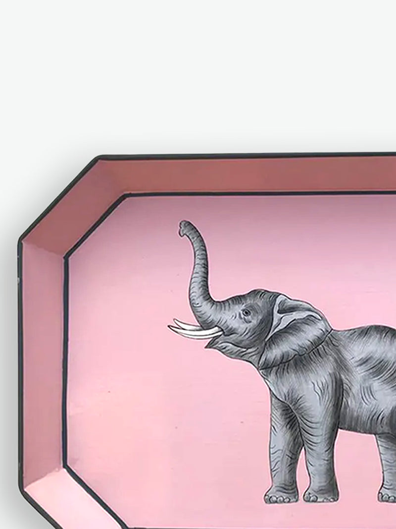 Les Ottomans Fauna Elephant Hand-Painted Iron Tray