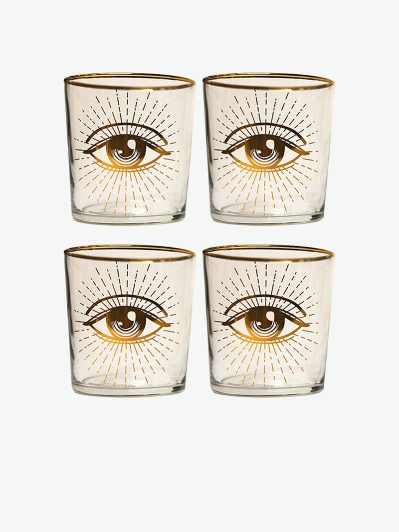 Les Ottomans Golden Eye Glass Ikat Glasses Set Of Four