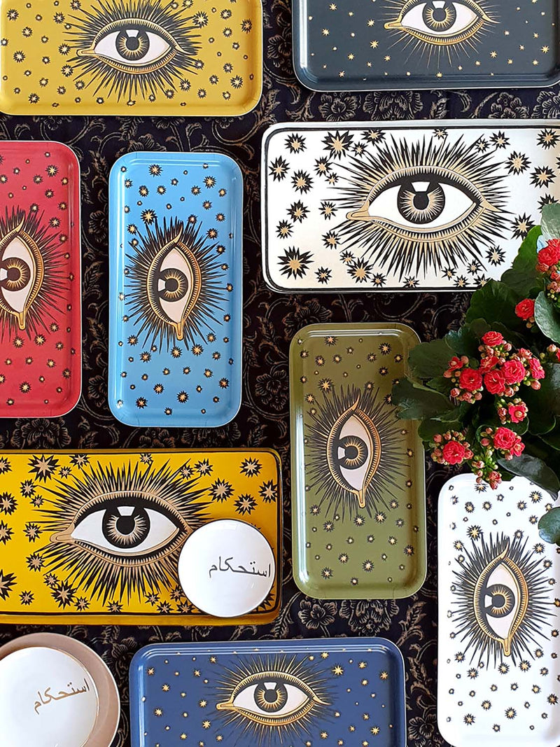 Les Ottomans Eye Hand-Painted Iron Tray