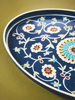 Les Ottomans Multi-Blue Hand-Painted Iron Tray
