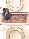 Les Ottomans Hand-Painted Iron Tray Ikat White