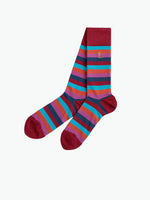 London Sock Co The Spotlight Collection Cranberry Stripe
