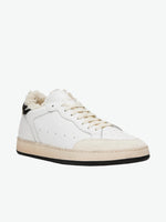 Officine Creative White Leather and Shearling Low Top Sneakers