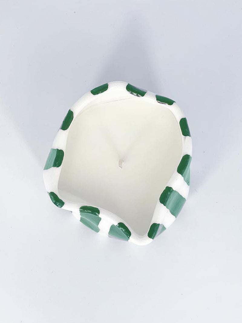 Rhea Kalo Squashed Green Stripes Candle Large