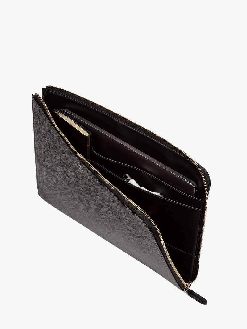 Smythson Laptop Case in Panama Black