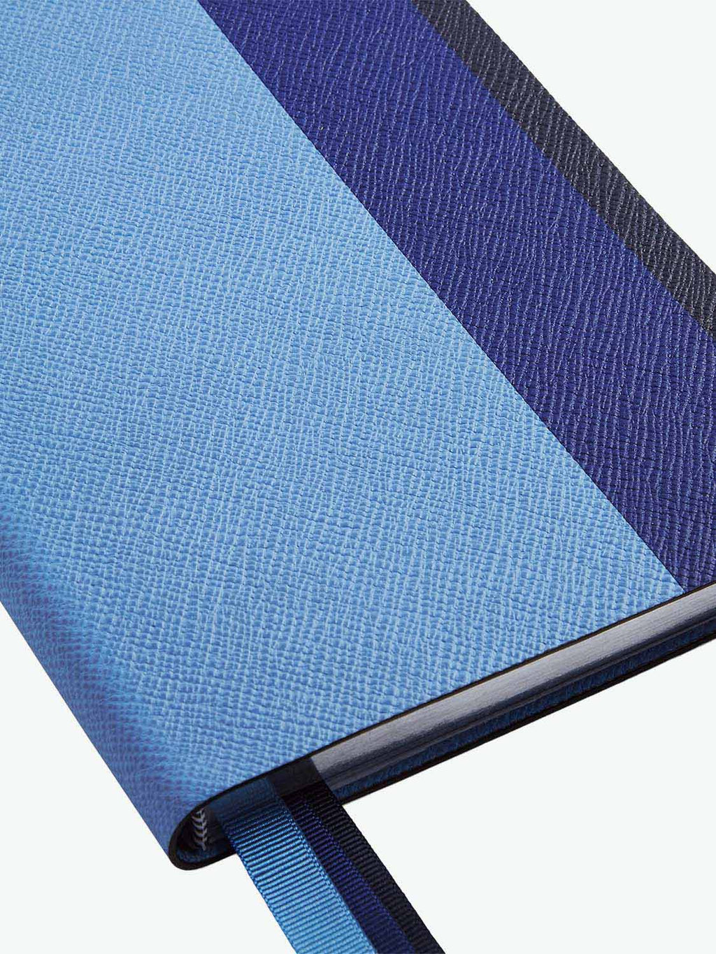 Smythson Printed Stripe Soho Notebook Nile Blue