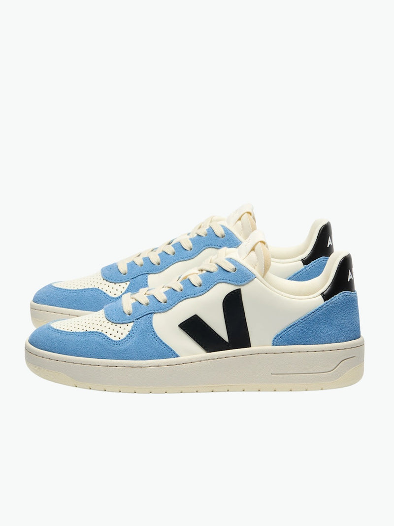 Veja V-10 Leather Pure Black Aqua