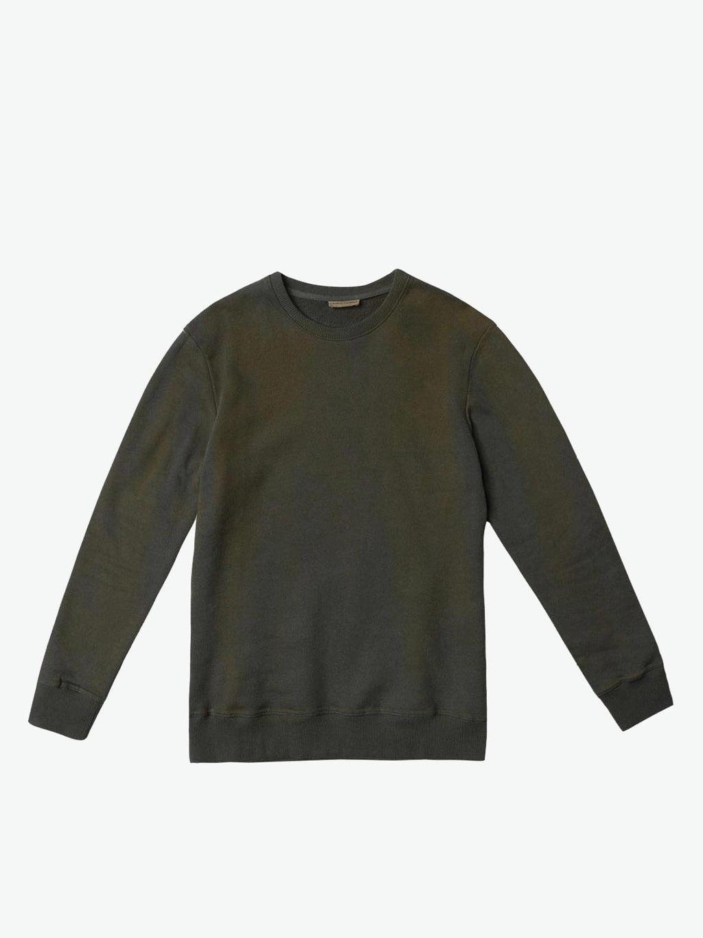 Acid Dye Organic Cotton Crew Neck Sweatshirt Light Khaki | A