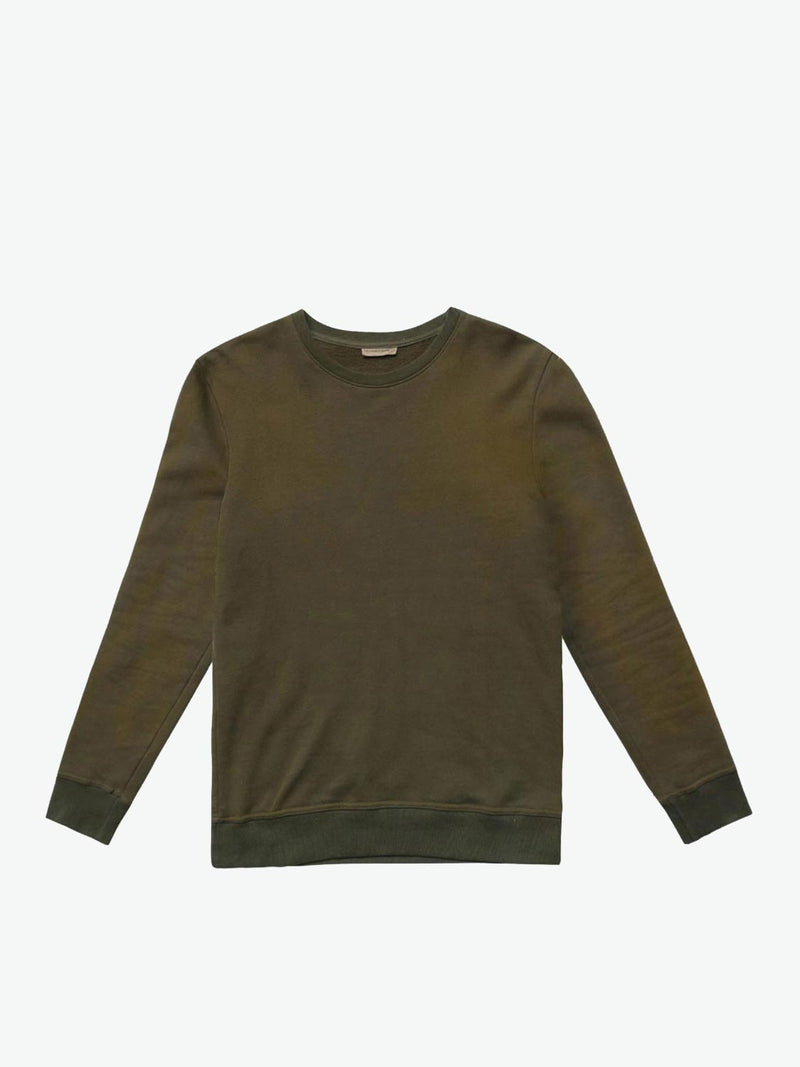Acid Dye Organic Cotton Crew Neck Sweatshirt Khaki | A