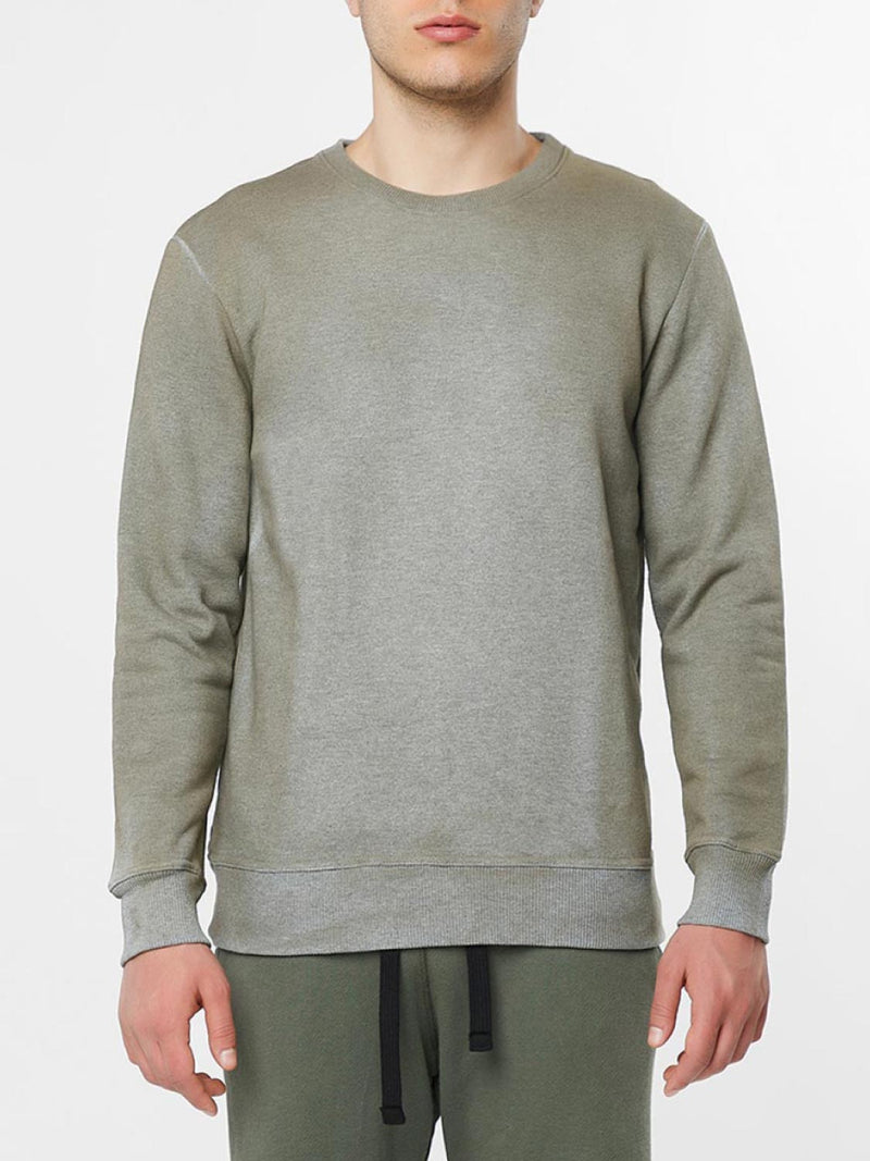 Acid Dye Organic Cotton Crew Neck Sweatshirt Melange Grey | B