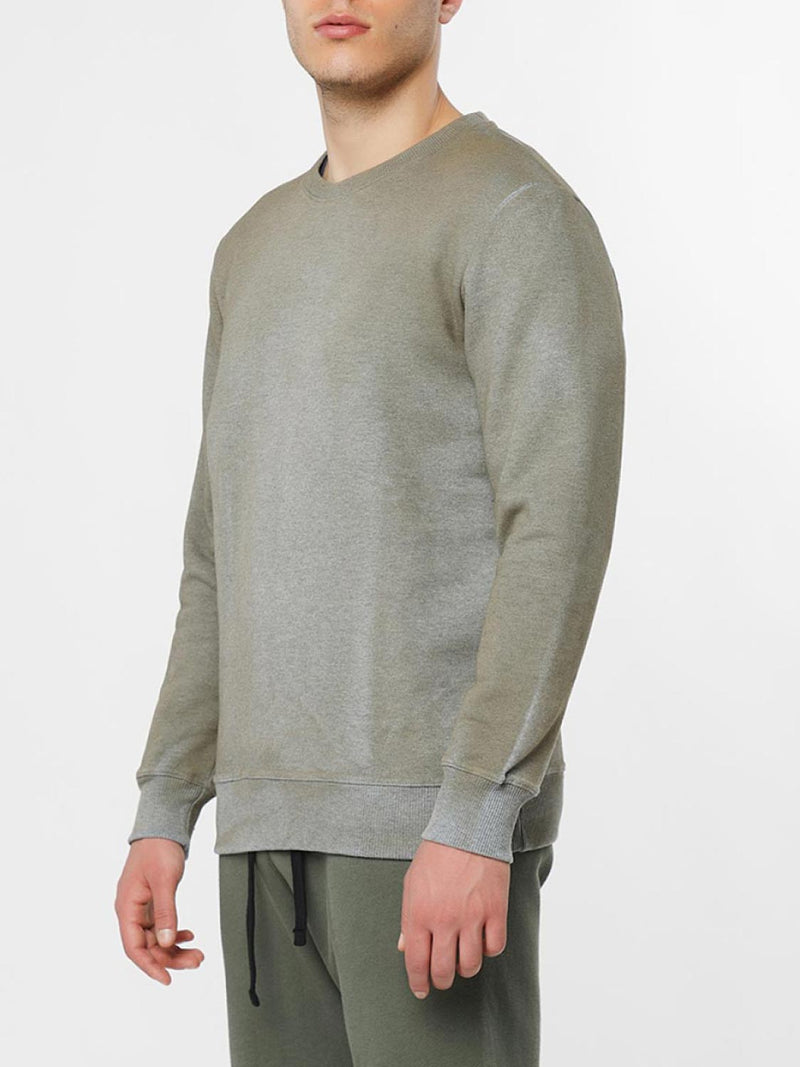 Acid Dye Organic Cotton Crew Neck Sweatshirt Melange Grey | C