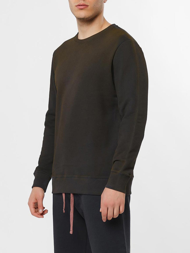Acid Dye Organic Cotton Crew Neck Sweatshirt Meteorite | C