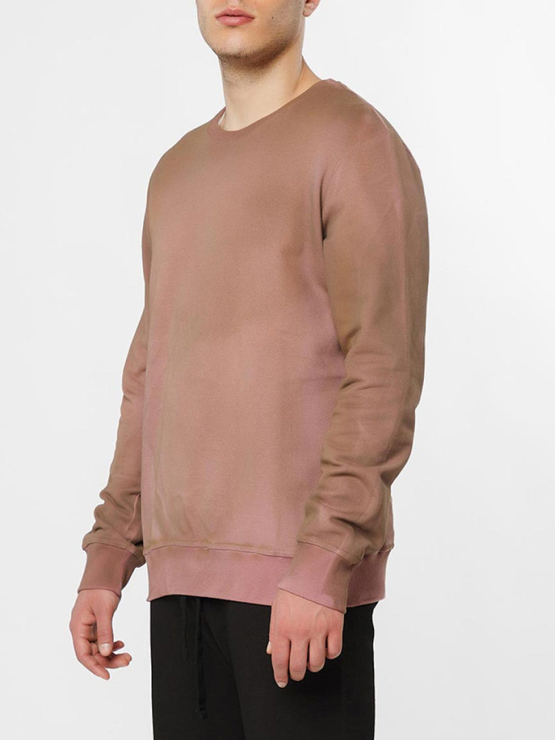 Acid Dye Organic Cotton Crew Neck Sweatshirt Dusty Pink | C