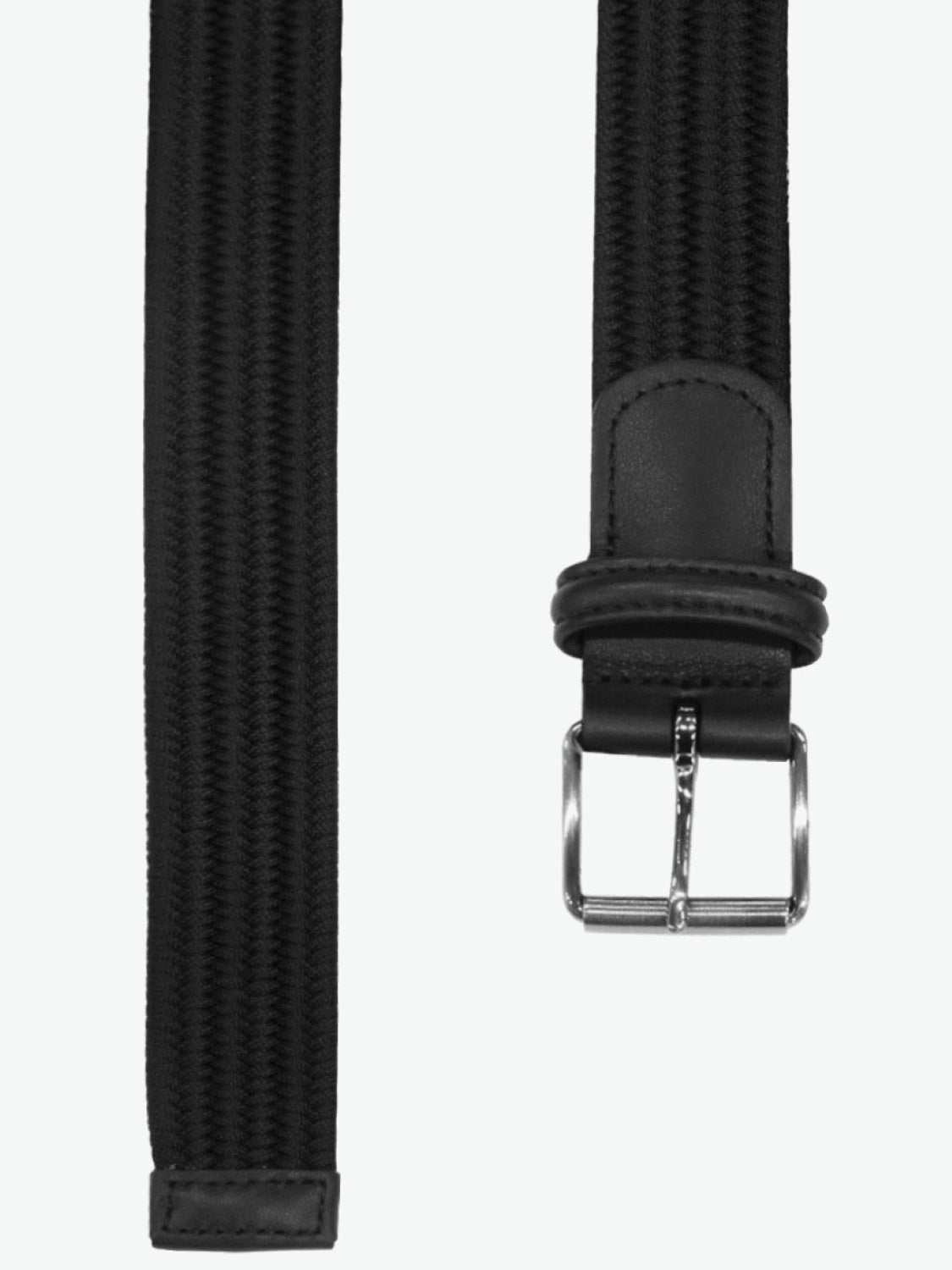 Anderson's Belt Leather-Trimmed Woven Slim Black
