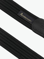 Anderson's Belt Leather-Trimmed Woven Slim Black