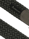 Anderson’s Waxed Leather-Trimmed Woven Belt Grey | C