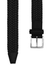 Anderson’s Waxed Leather-Trimmed Woven Belt Black | B