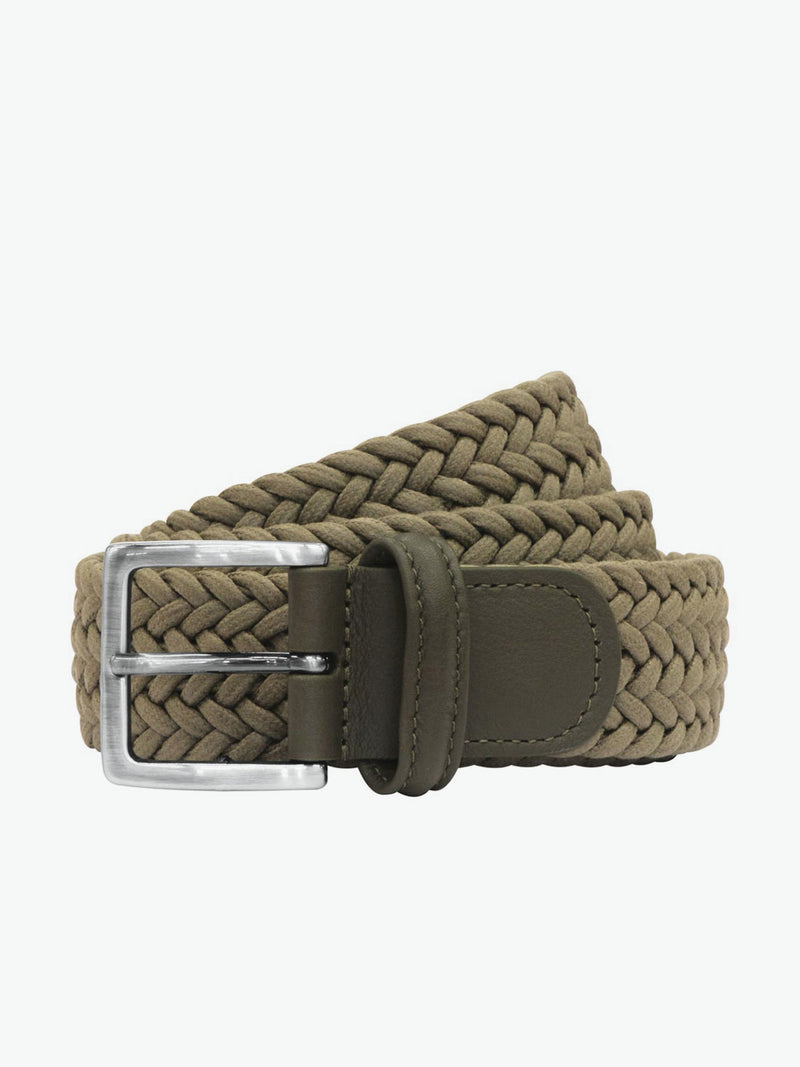 Anderson’s Leather-Trimmed Waxed-Cotton Woven Belt Khaki