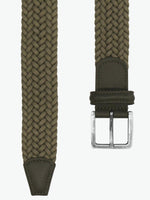 Anderson’s Waxed Leather-Trimmed Woven Belt Khaki