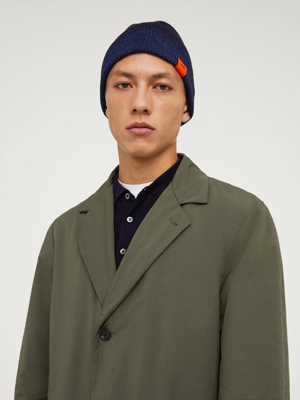 Aspesi Garment Dyed Wool Beanie Hat Blue