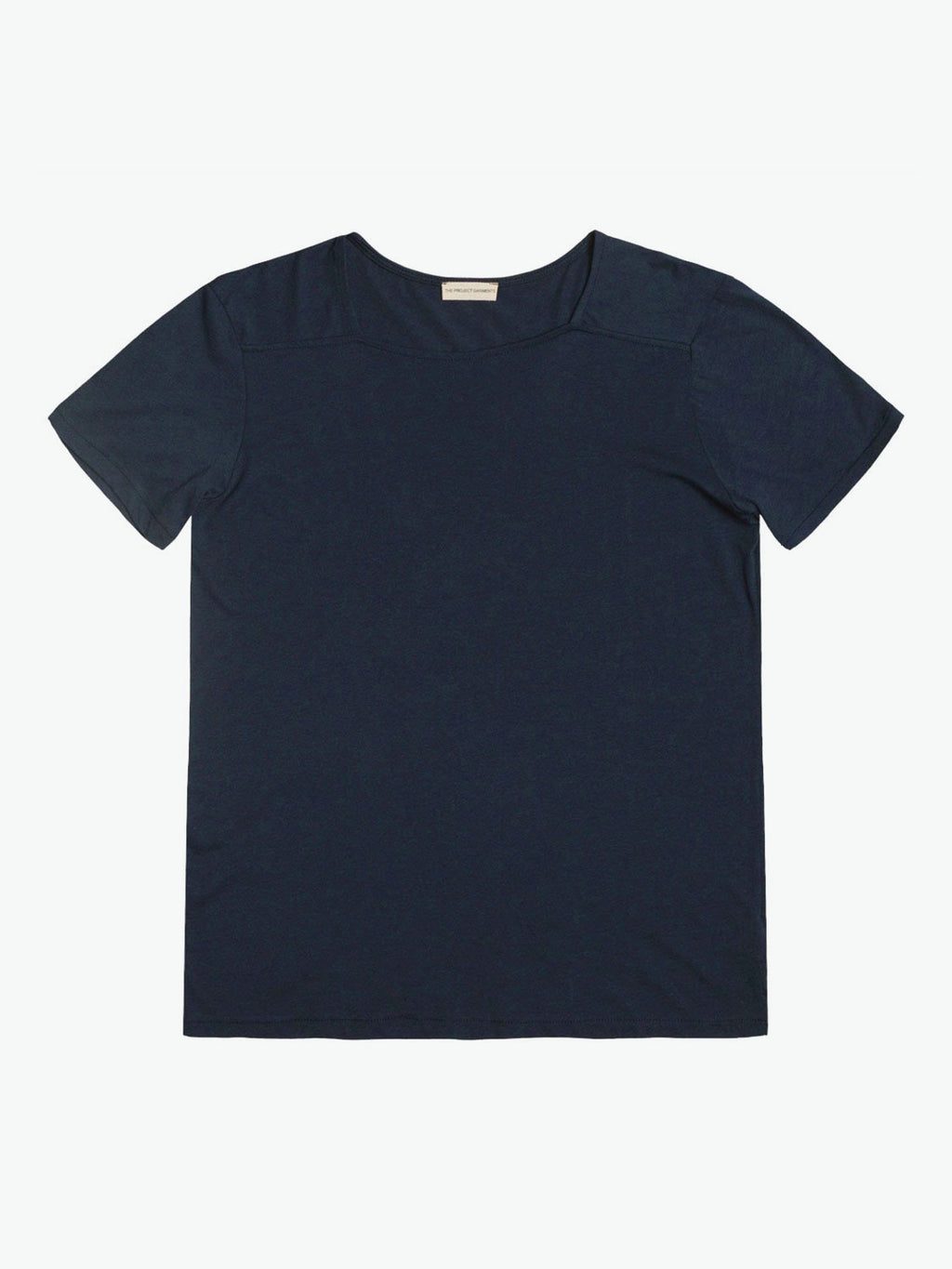 The Project Garments Silk Blend Box Neck T-shirt Navy Blue