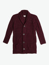 Button Front Shawl Collar Wool Blend Cardigan Burgundy | A