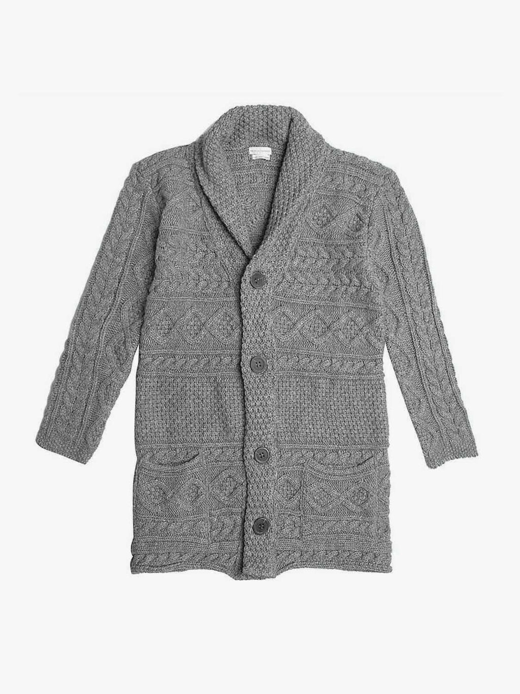 Button Front Shawl Collar Wool Blend Cardigan Grey | A