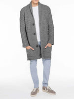 Button Front Shawl Collar Wool Blend Cardigan Grey | E