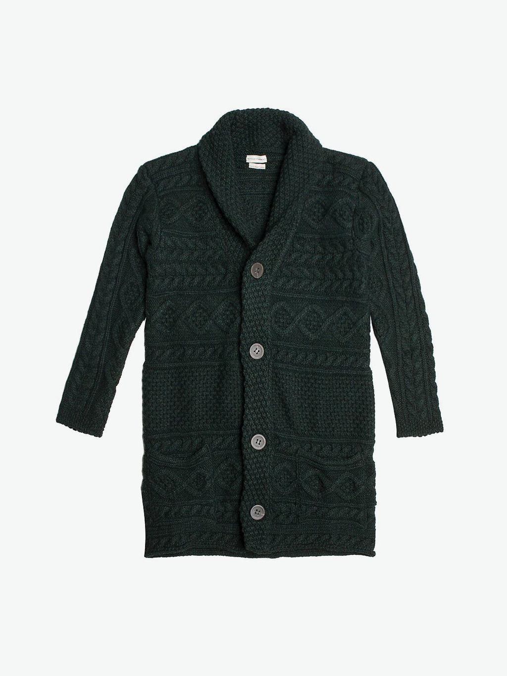 Button Front Shawl Collar Wool Blend Cardigan Forest Green | A
