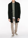 Button Front Shawl Collar Wool Blend Cardigan Forest Green | D