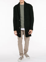Button Front Shawl Collar Wool Blend Cardigan Forest Green | D