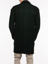 Button Front Shawl Collar Wool Blend Cardigan Forest Green | E