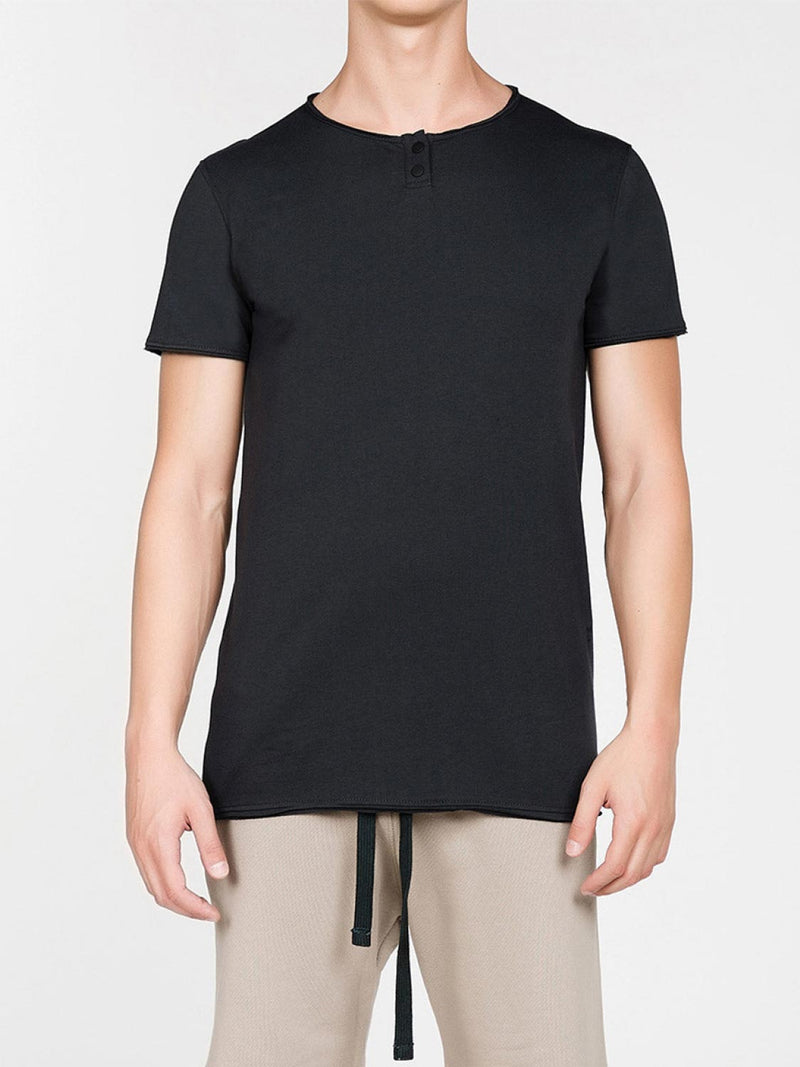 Henley Organic Cotton T-Shirt Charcoal Grey | B